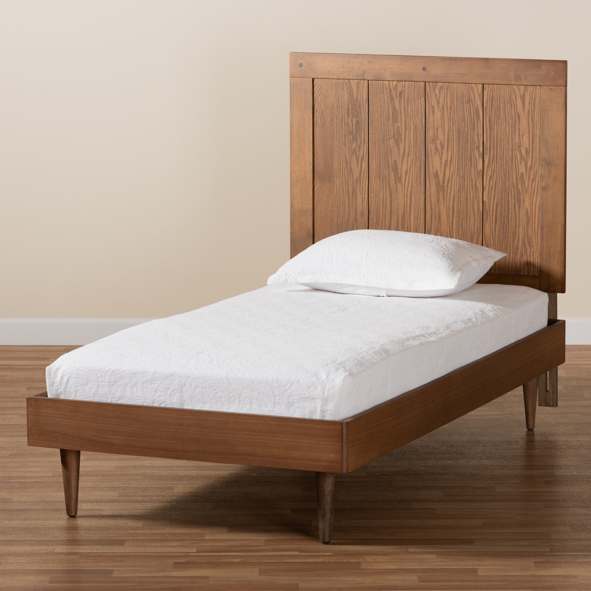 Nicola Ash Walnut Finished Wood Twin Size Platform Bed