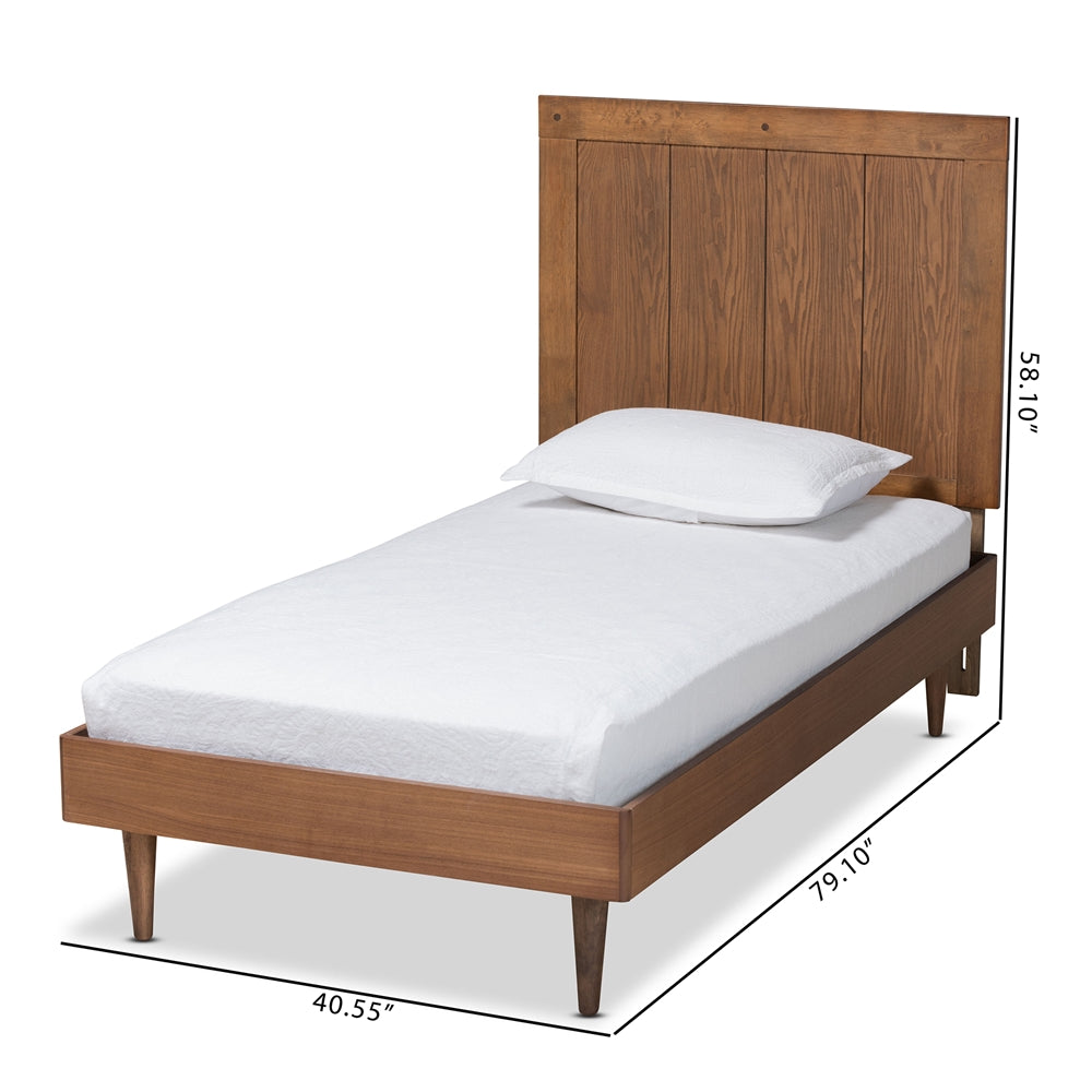 Nicola Ash Walnut Finished Wood Twin Size Platform Bed