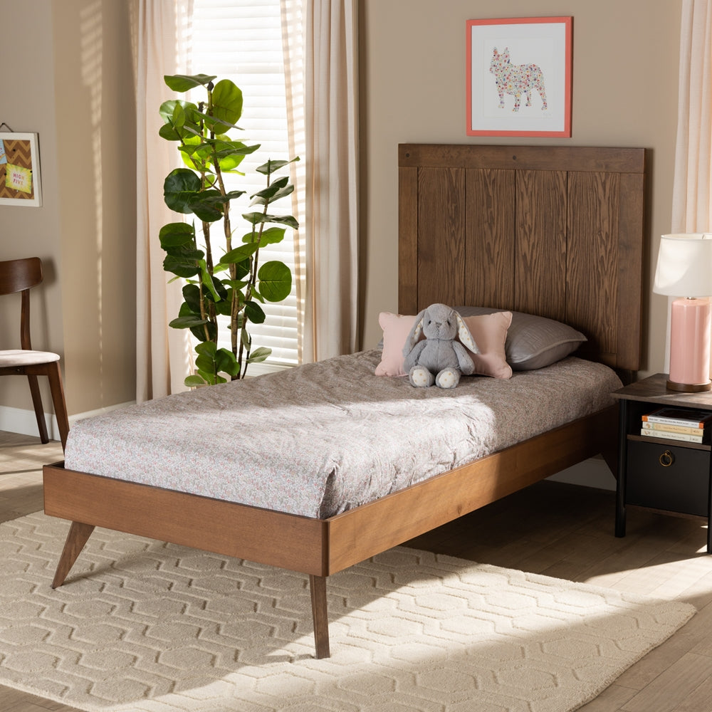 Amira Ash Walnut Finished Wood Twin Size Platform Bed