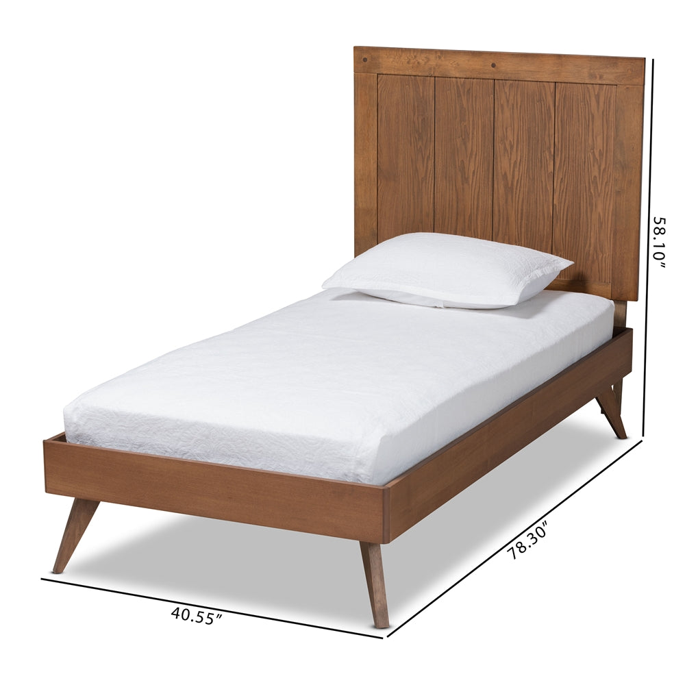 Amira Ash Walnut Finished Wood Twin Size Platform Bed