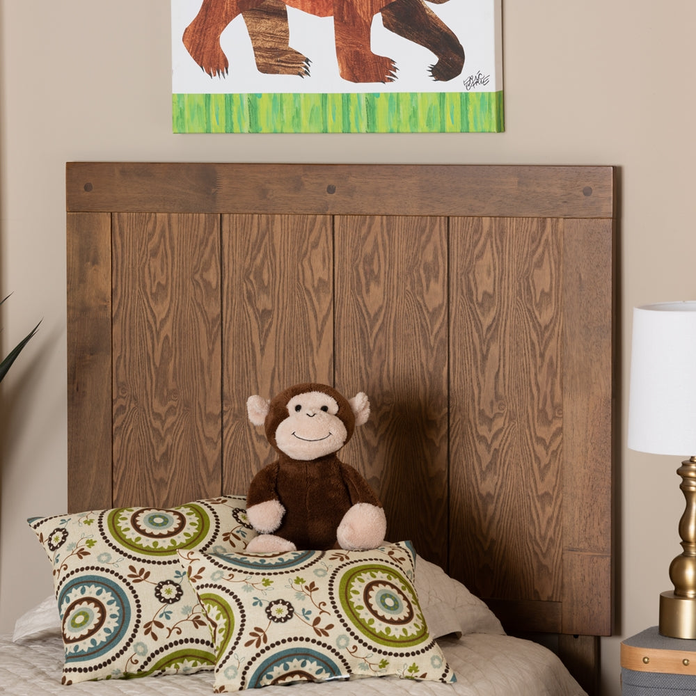 Patwin Modern and Contemporary Transitional Ash Walnut Finished Wood Twin Size Headboard