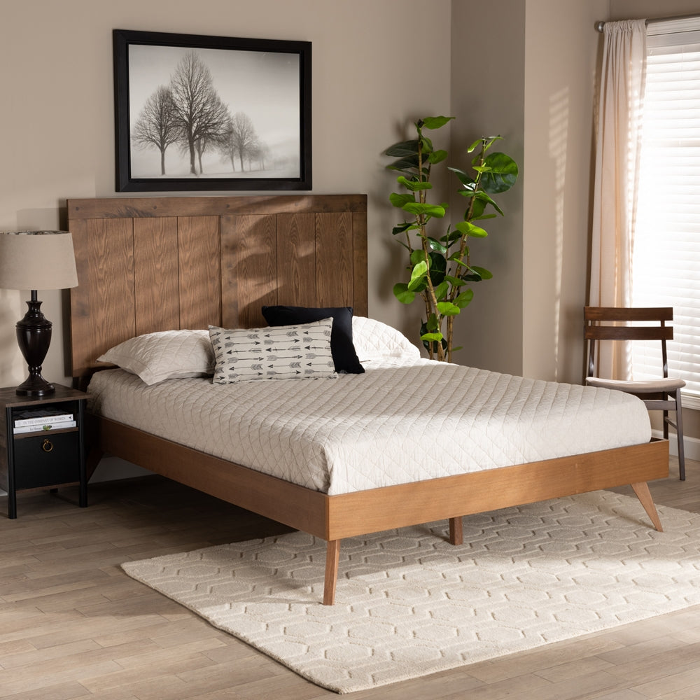 Amira Ash Walnut Finished Wood Full Size Platform Bed