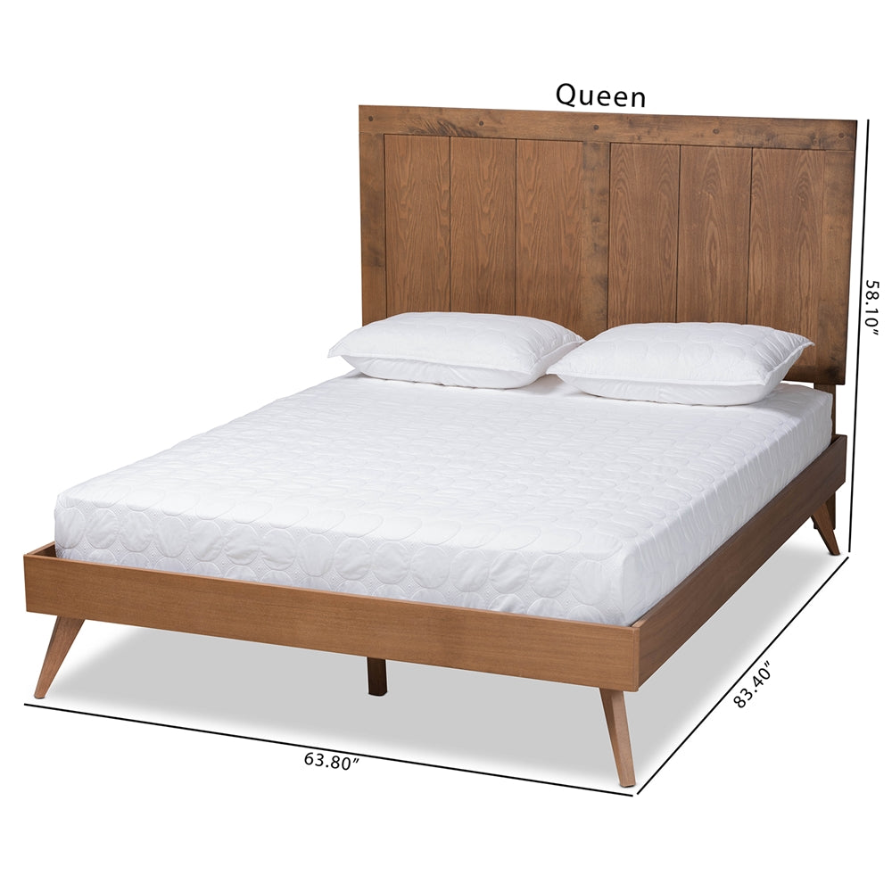 Amira Ash Walnut Finished Wood Queen Size Platform Bed