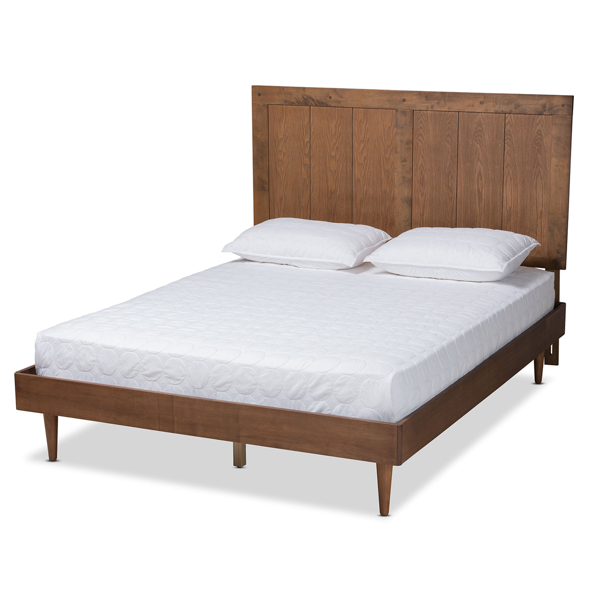 Nicola Ash Walnut Finished Wood Queen Size Platform Bed