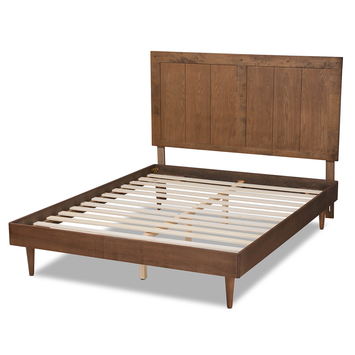 Nicola Ash Walnut Finished Wood Queen Size Platform Bed