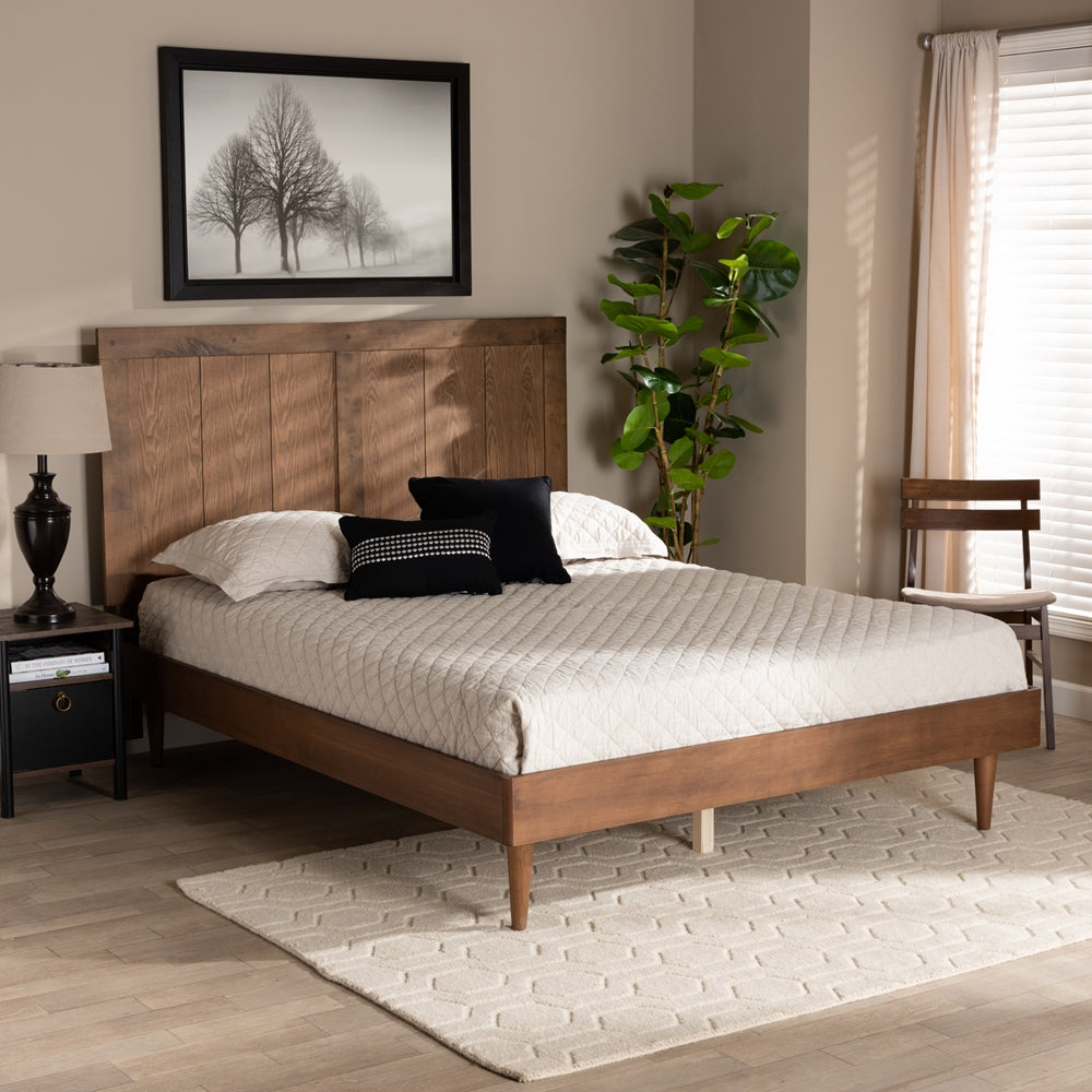 Nicola Ash Walnut Finished Wood Full Size Platform Bed