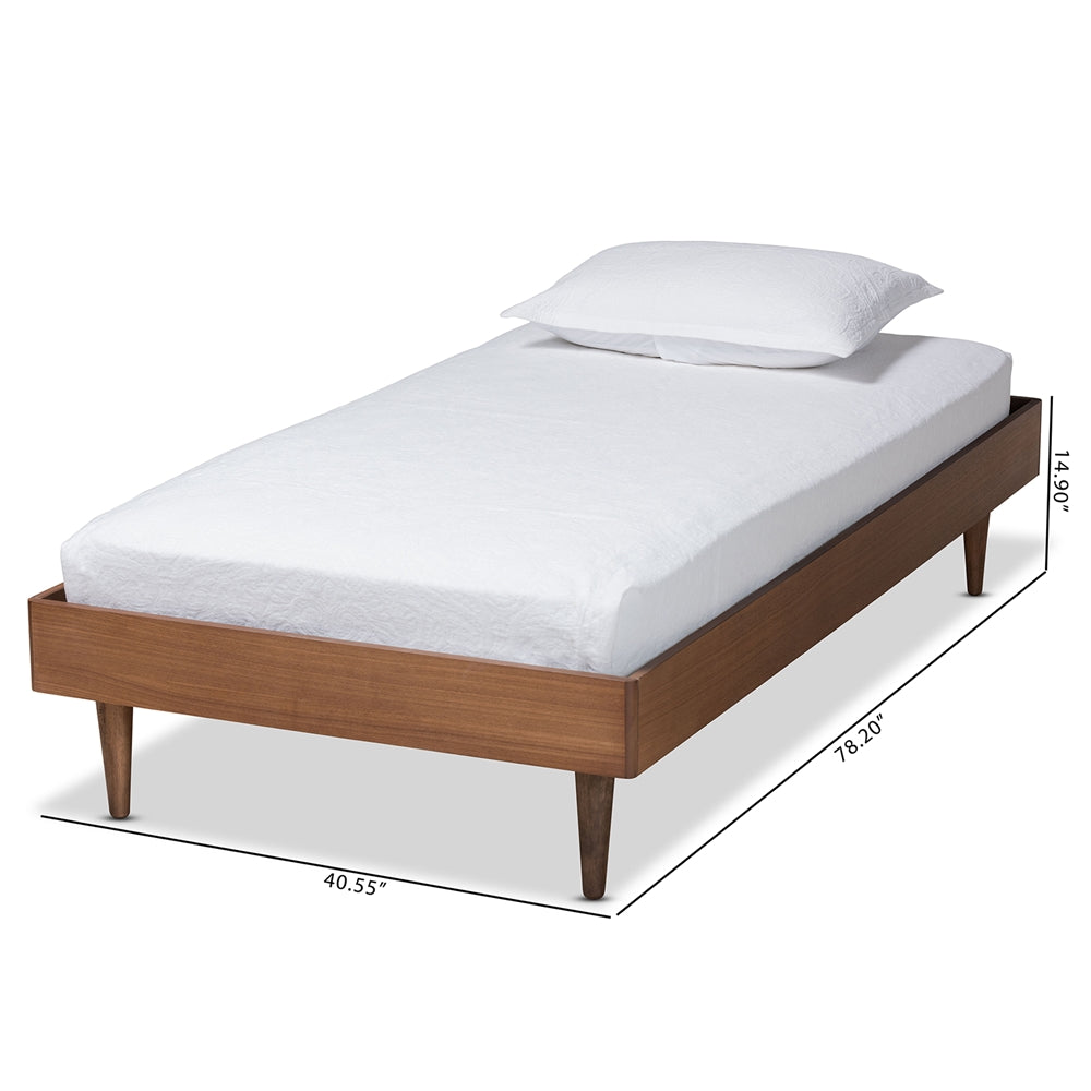 Rina Ash Walnut Finished Wood Twin Size Platform Bed Frame