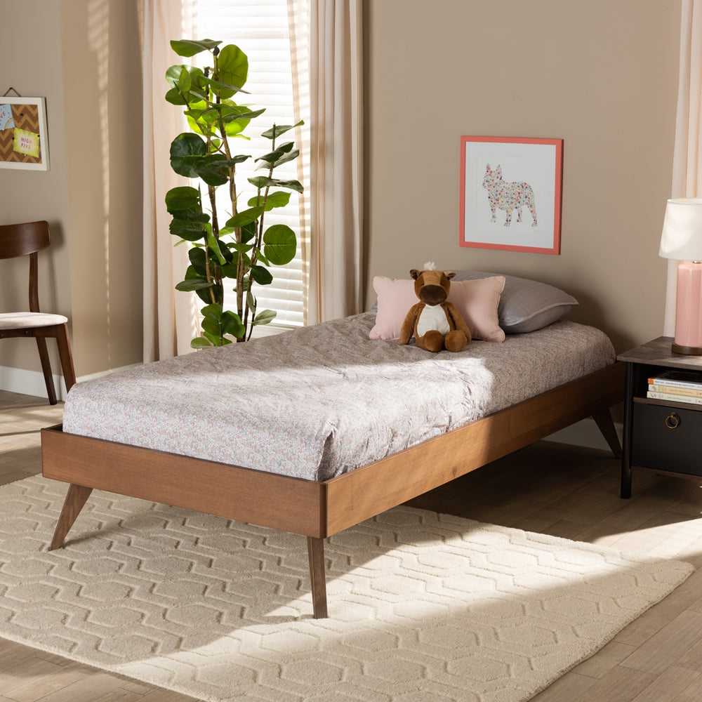 Lissette Ash Walnut Finished Wood Twin Size Platform Bed Frame