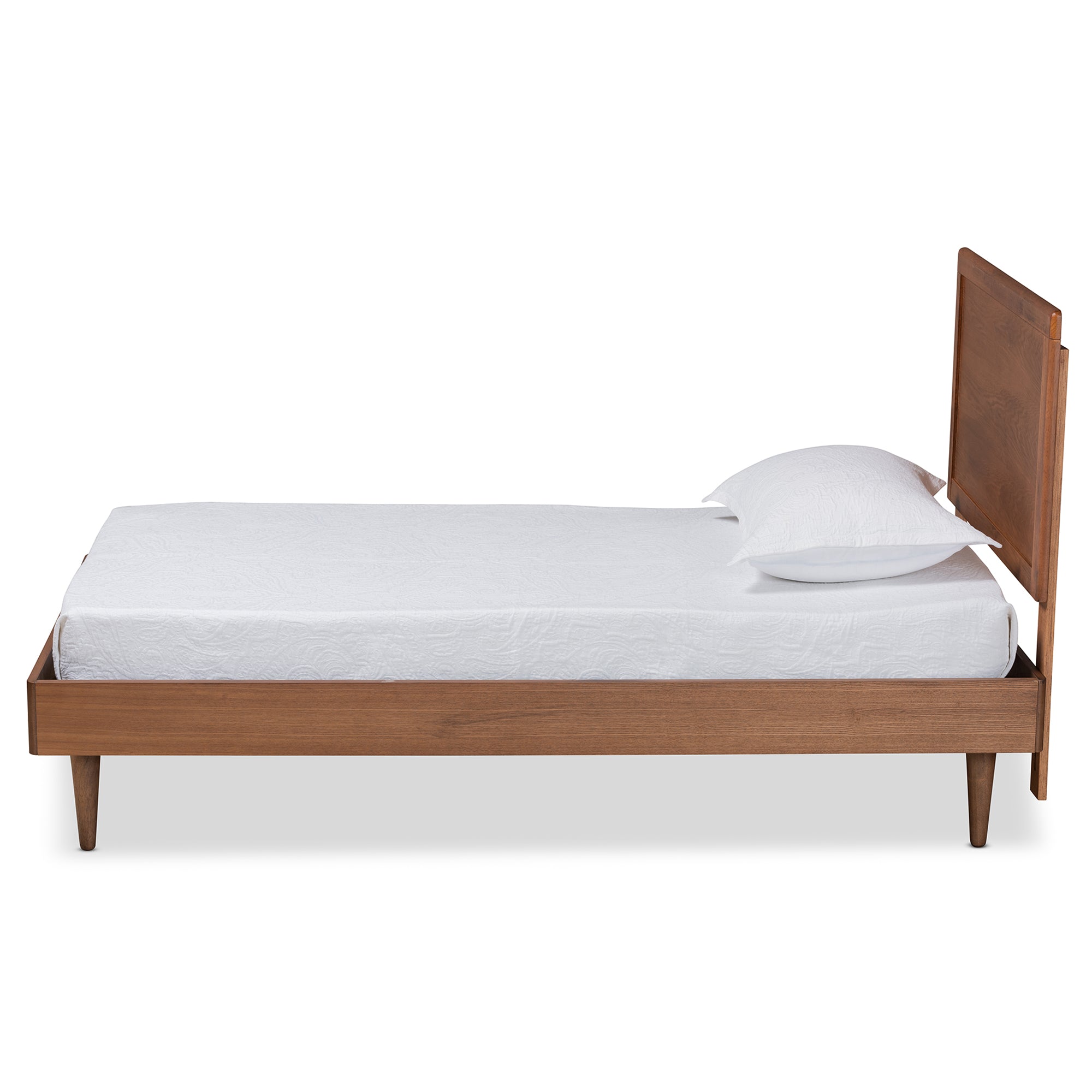 Hiro Mid-Century Modern Walnut Brown Finished Wood Twin Size Platform Bed