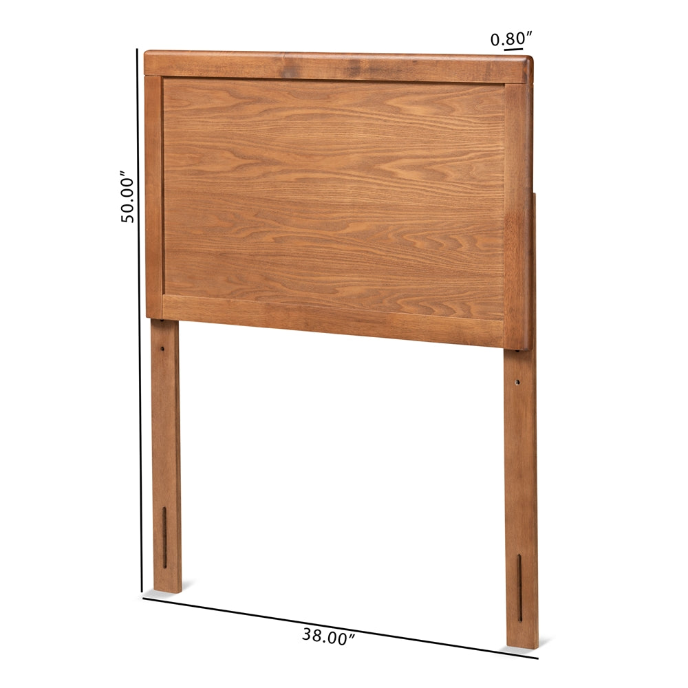 Raya Mid-Century Modern Walnut Brown Finished Wood Twin Size Headboard