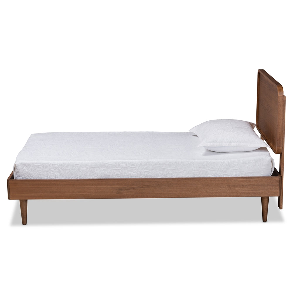 Gisa Walnut Brown Finished Wood Twin Size Platform Bed