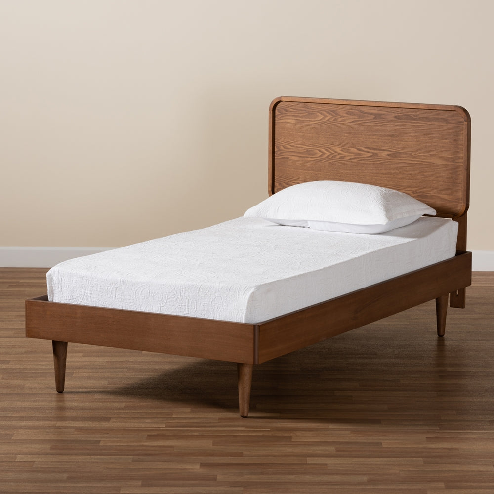 Gisa Walnut Brown Finished Wood Twin Size Platform Bed