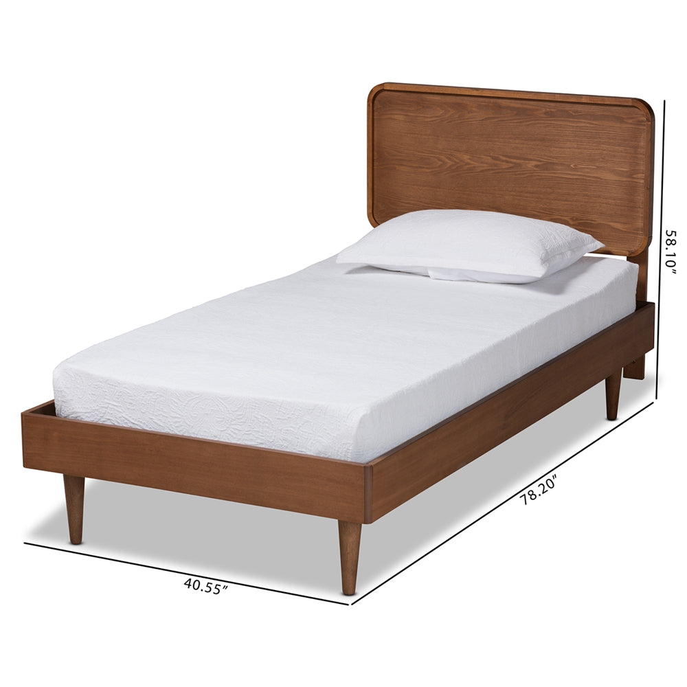 Gisa Walnut Brown Finished Wood Twin Size Platform Bed