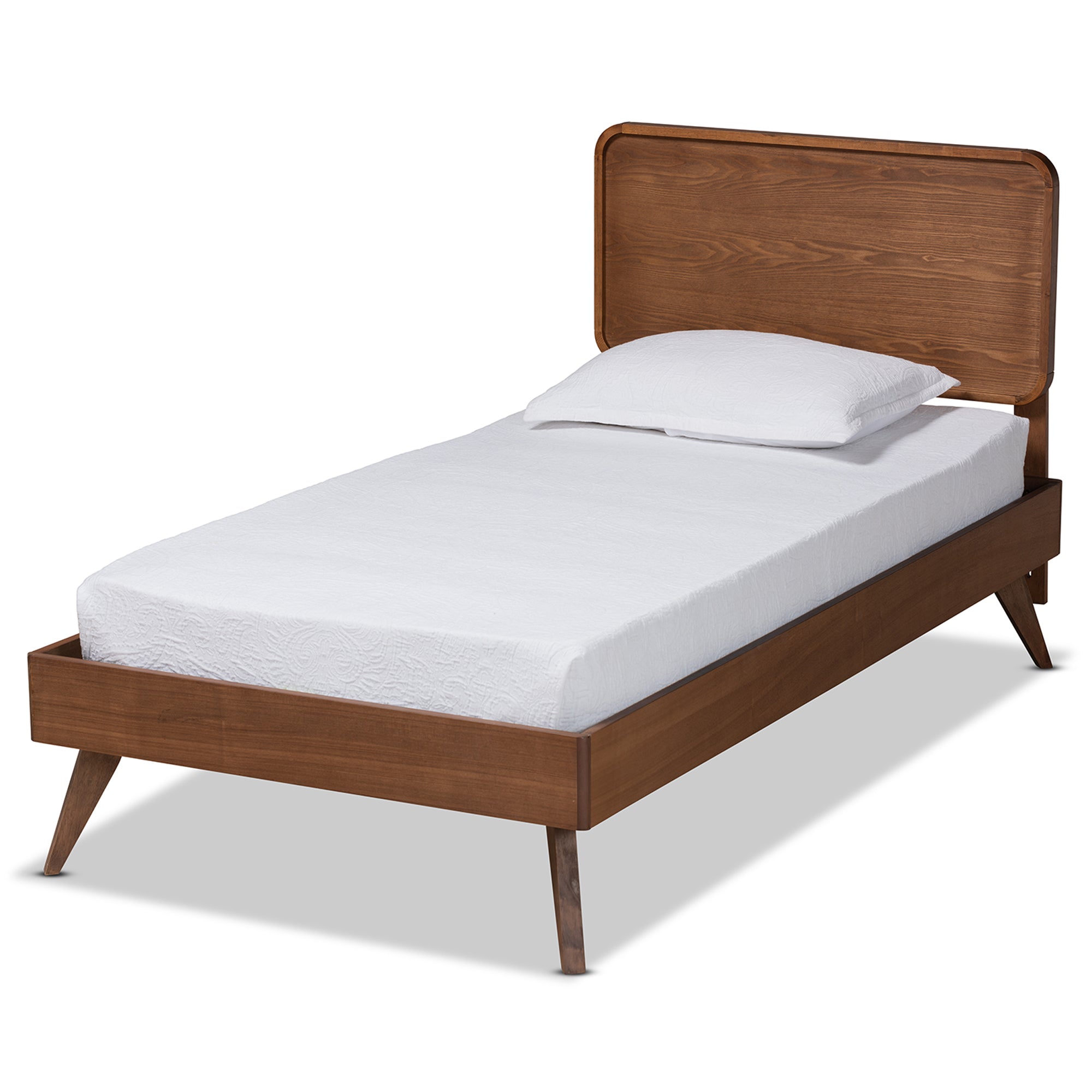 Leola Walnut Brown Finished Wood Twin Size Platform Bed