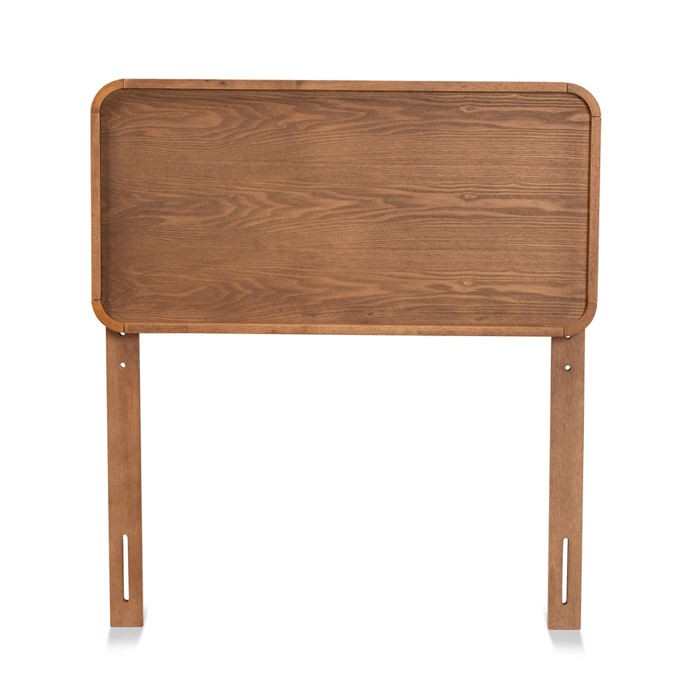 Mailene Mid-Century Modern Walnut Brown Finished Wood Twin Size Headboard