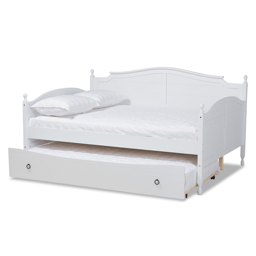 Mara Grey Finished Wood Full Size Daybed With Roll-Out Trundle Bed