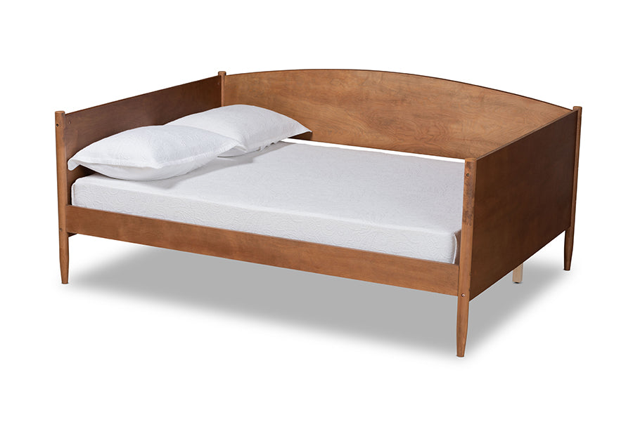 Veles Mid-Century Modern Ash Walnut Finished Wood Full Size Daybed