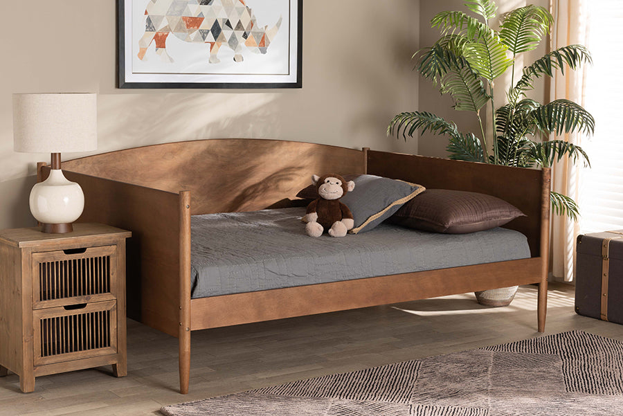 Veles Mid-Century Modern Ash Walnut Finished Wood Full Size Daybed