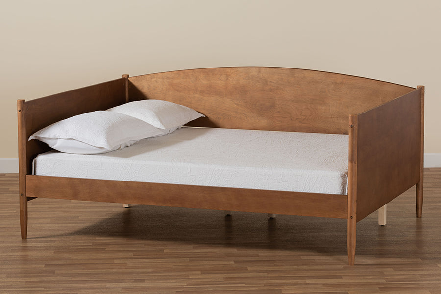 Veles Mid-Century Modern Ash Walnut Finished Wood Full Size Daybed