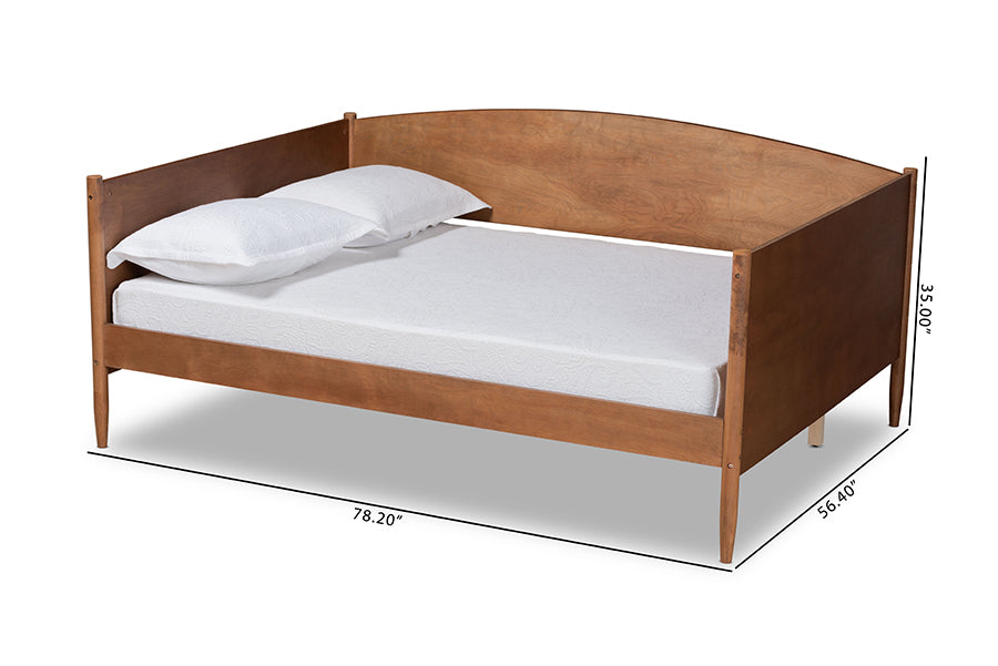 Veles Mid-Century Modern Ash Walnut Finished Wood Full Size Daybed