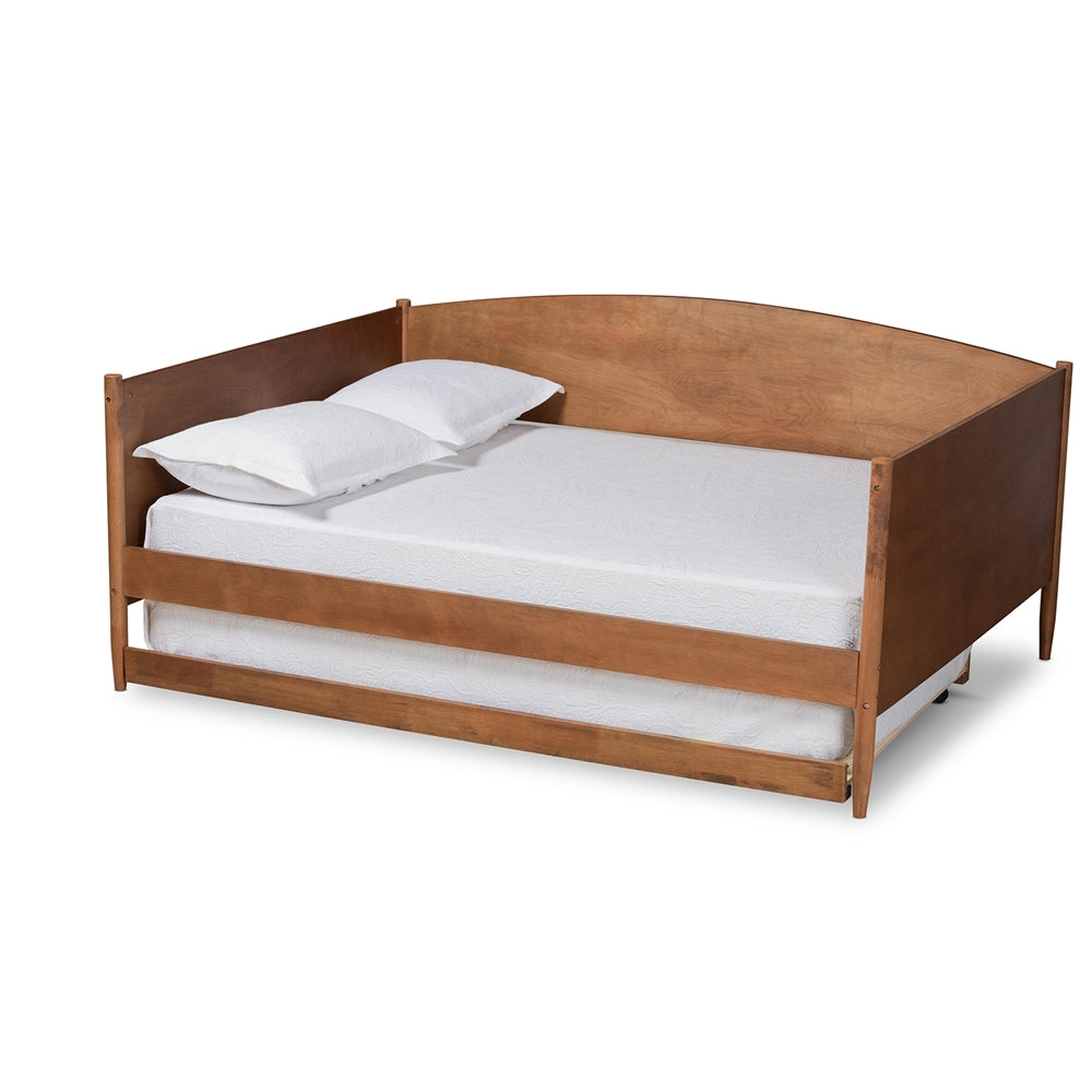 Veles Mid-Century Modern Ash Walnut Finished Wood Full Size Daybed