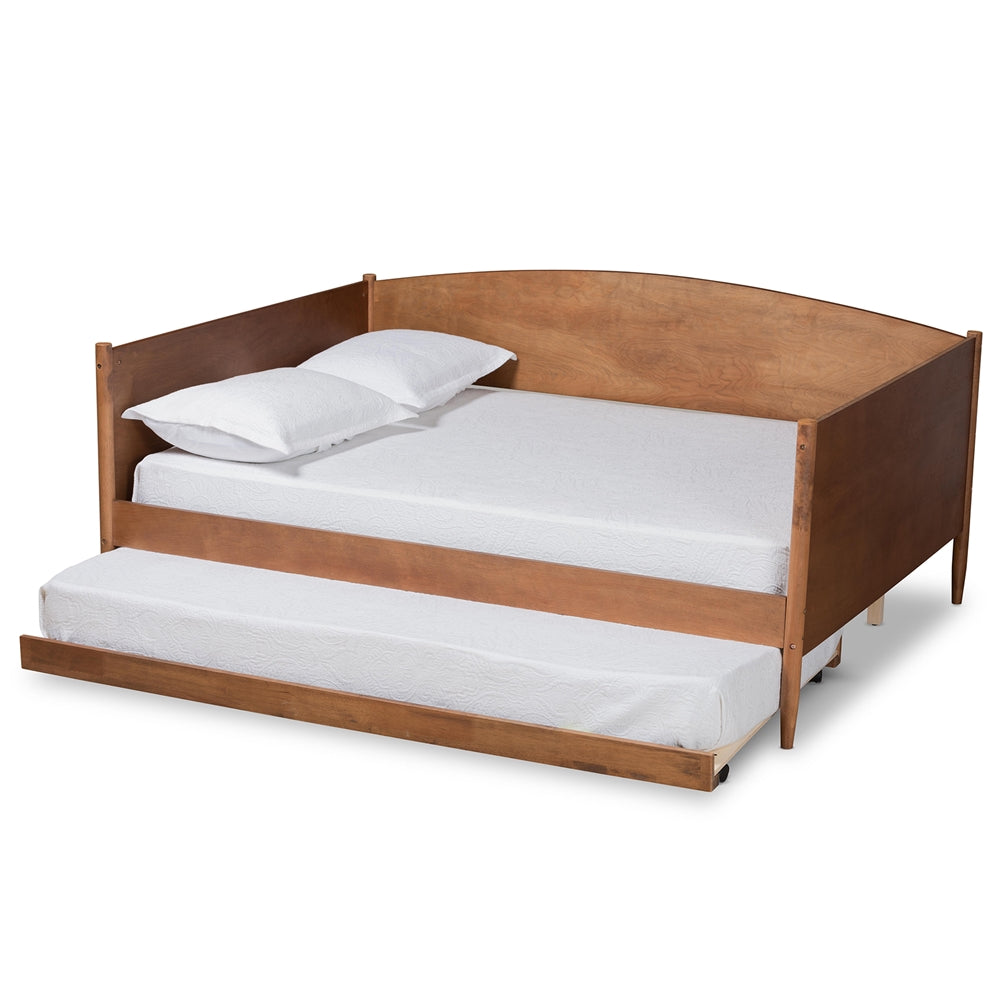 Veles Mid-Century Modern Ash Walnut Finished Wood Full Size Daybed