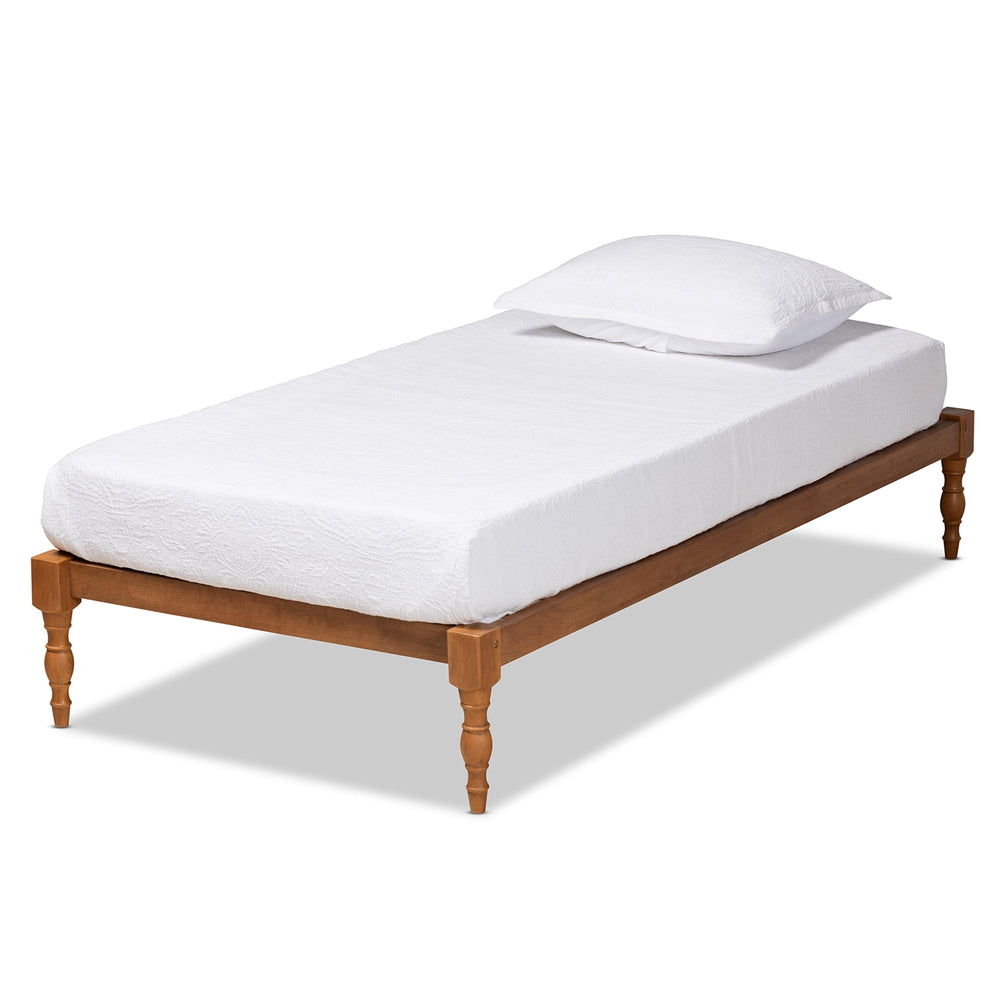 Iseline Walnut Brown Finished Wood Twin Size Platform Bed Frame