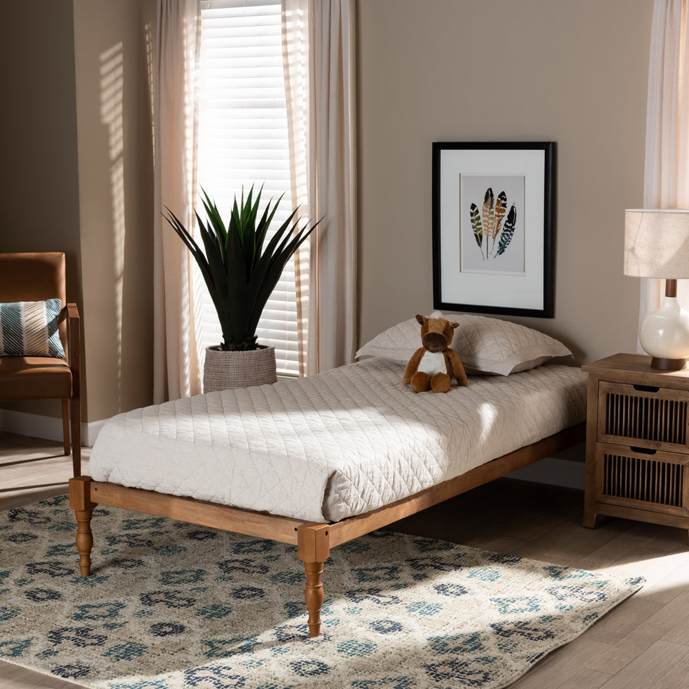 Iseline Walnut Brown Finished Wood Twin Size Platform Bed Frame