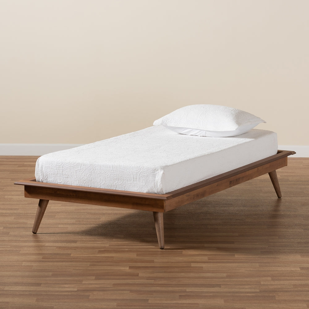 Karine Walnut Brown Finished Wood Twin Size Platform Bed Frame