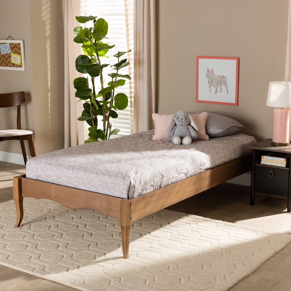 Marieke Vintage French-Inspired Ash Walnut Wood Twin Bed Frame