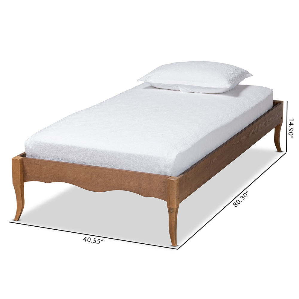 Marieke Vintage French-Inspired Ash Walnut Wood Twin Bed Frame