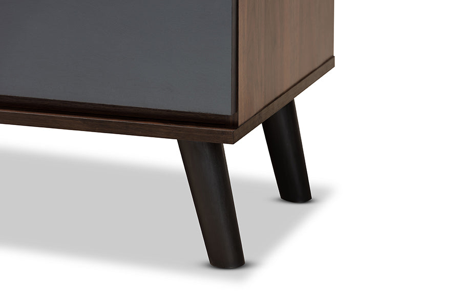 Roldan Modern and Contemporary Two-Tone Walnut and Grey Finished Wood 3-Drawer Bedroom Chest