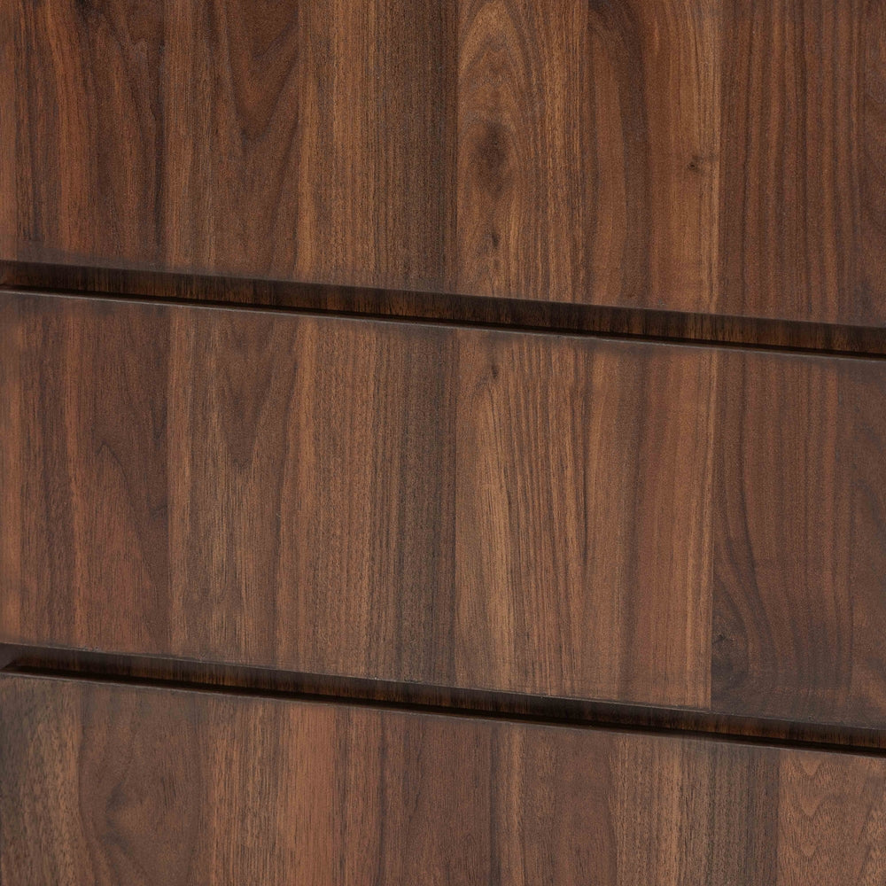 Neil Modern and Contemporary Walnut Brown Finished Wood and Black Finished Metal 3-Door Dining Room Sideboard Buffet