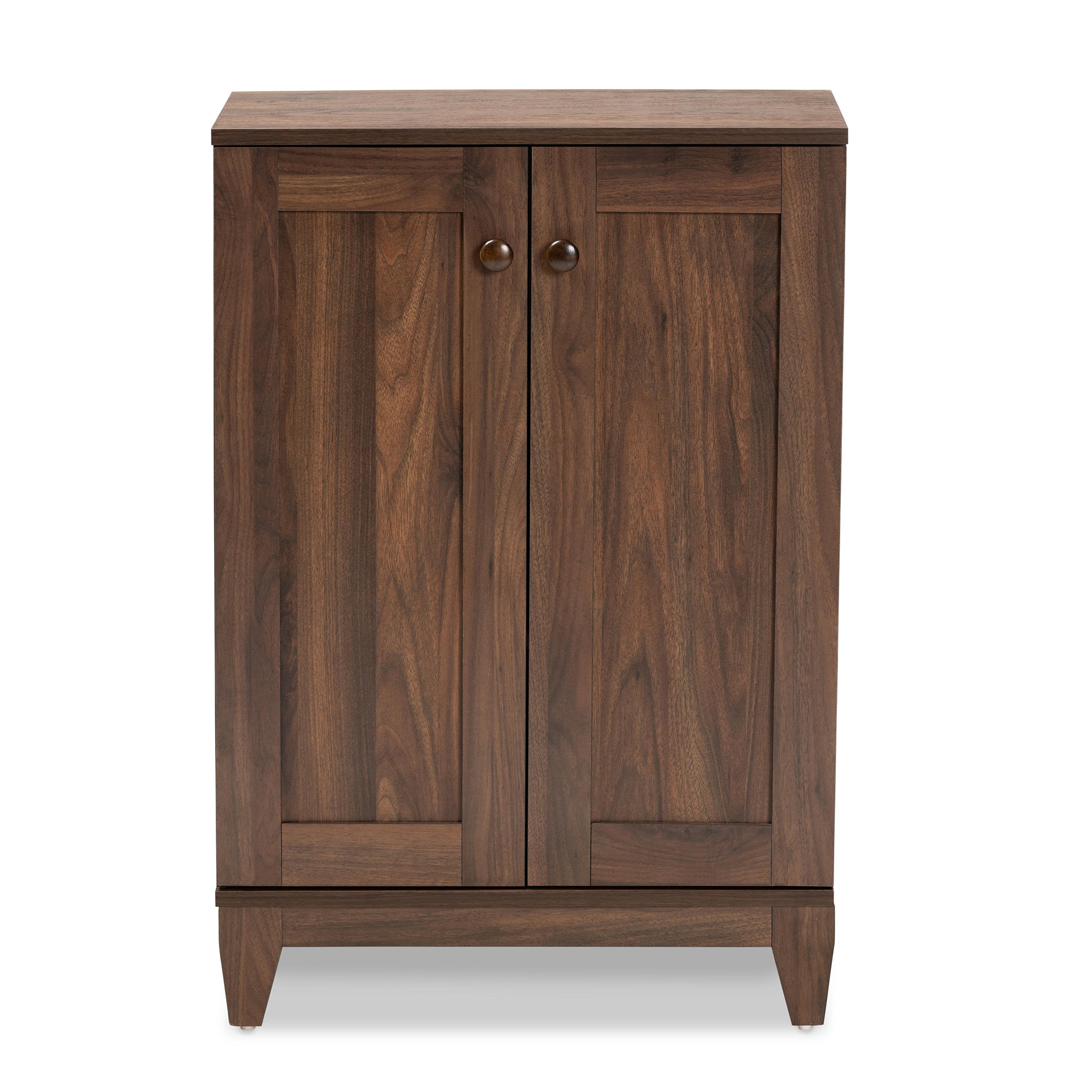 Nissa Modern and Contemporary Walnut Brown Finished Wood 2-Door Shoe Storage Cabinet
