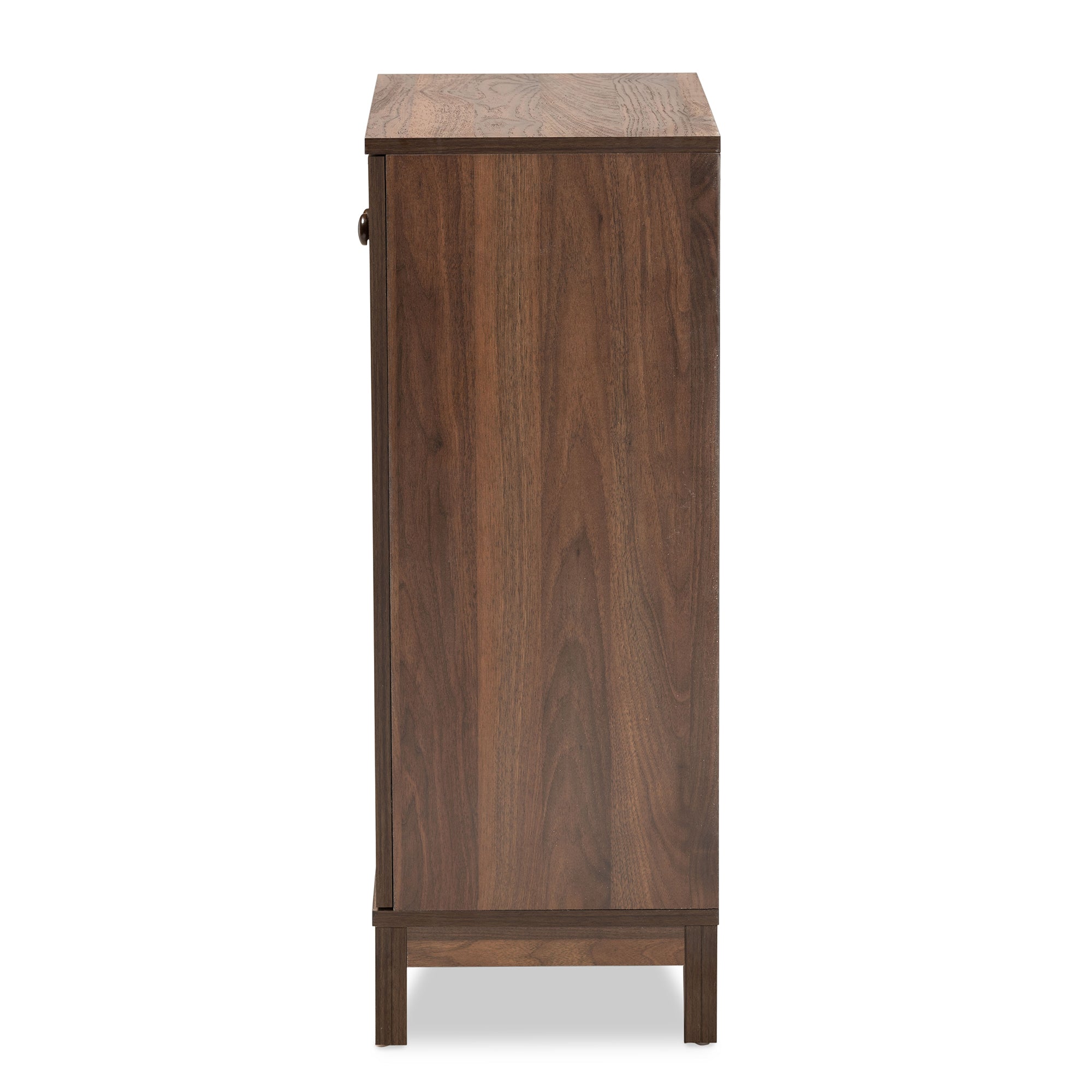 Nissa Modern and Contemporary Walnut Brown Finished Wood 2-Door Shoe Storage Cabinet