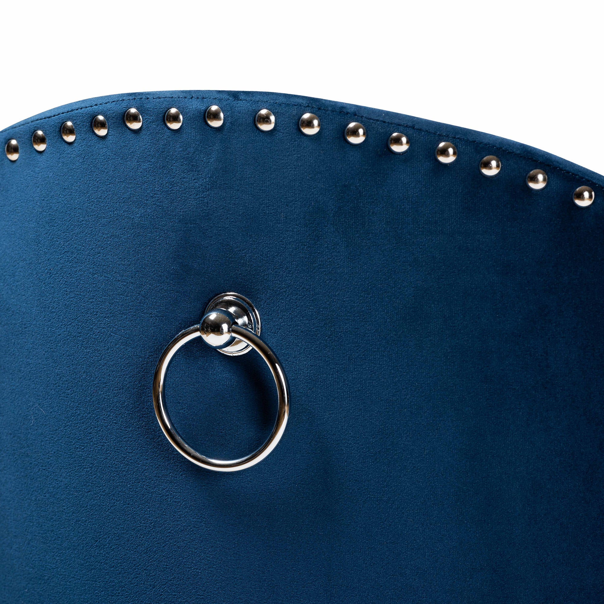 Bethel  and  Navy Blue Velvet Fabric Upholstered Rolling Accent Chair