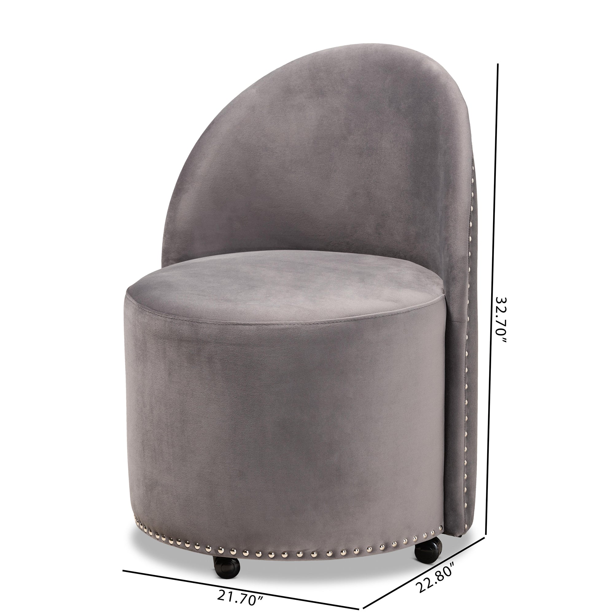 Bethel  and  Grey Velvet Fabric Upholstered Rolling Accent Chair