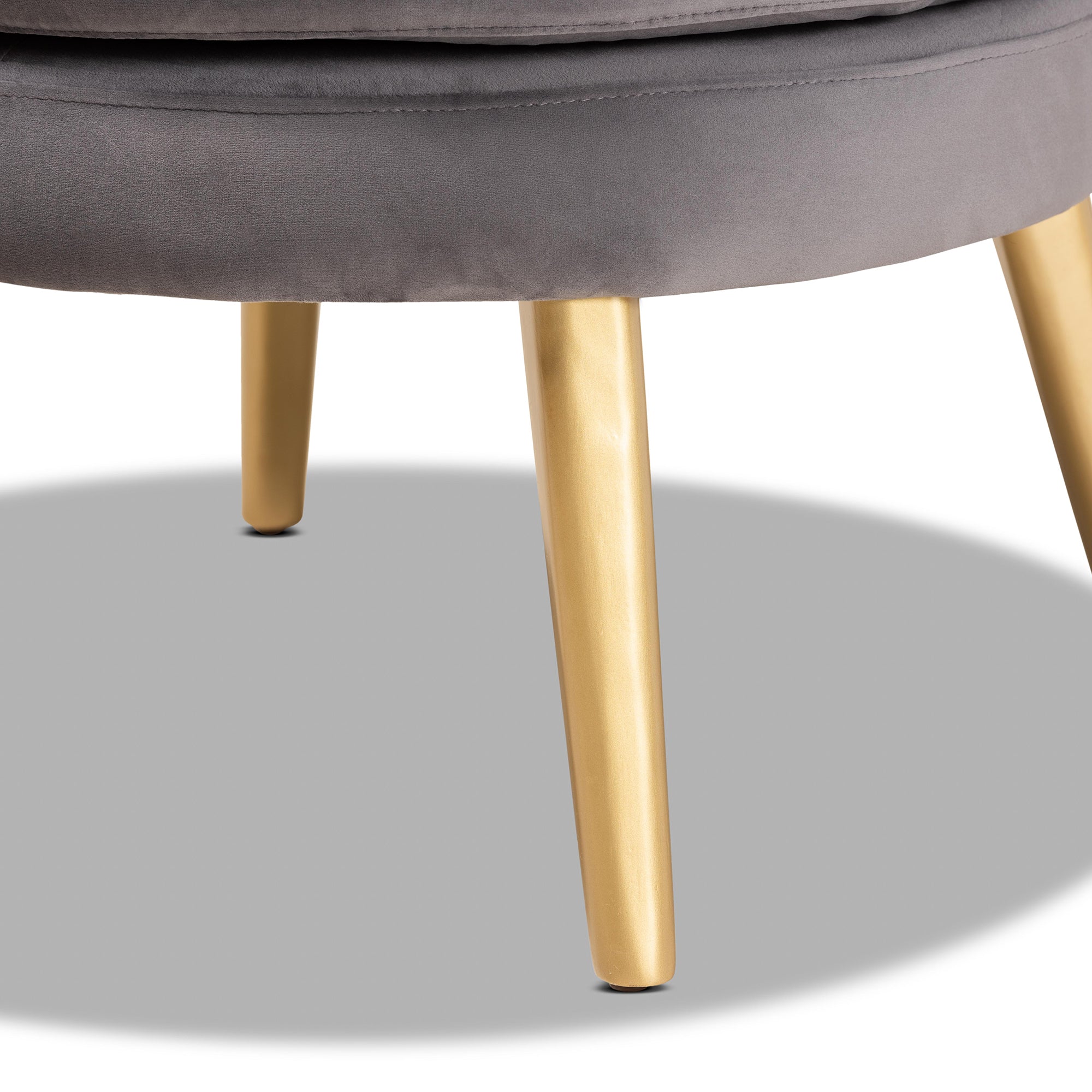 Baptiste  and  Grey Velvet Fabric Upholstered and Gold Finished Wood Accent Chair