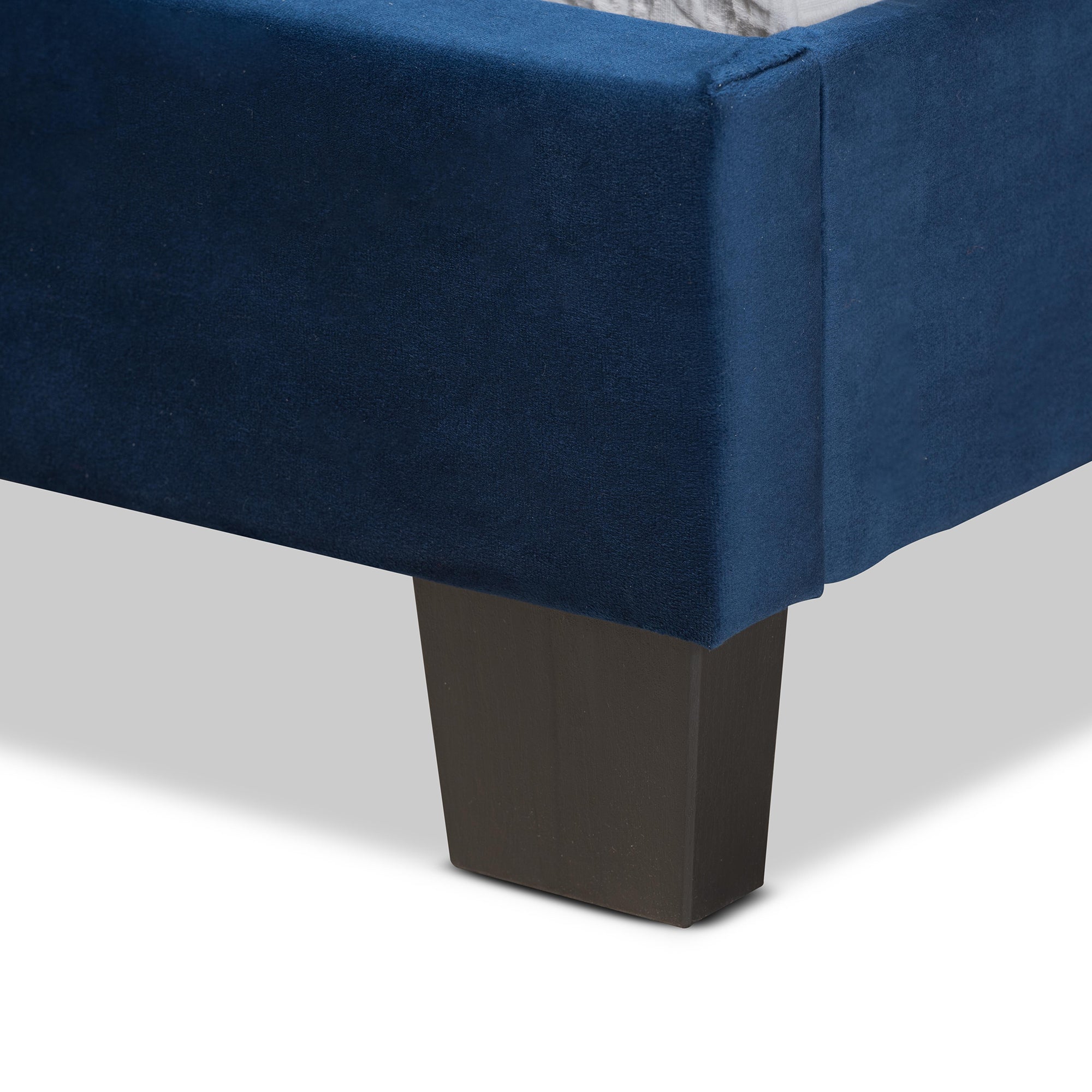 Caprice Navy Blue Velvet Fabric Upholstered Twin Size Panel Bed