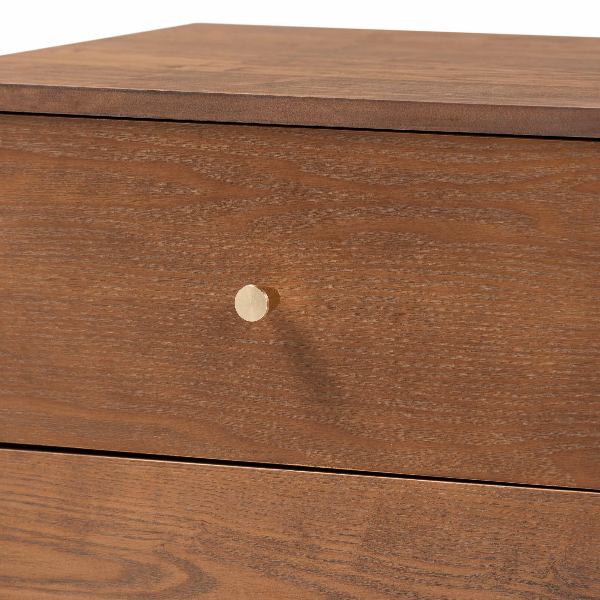 Landis Mid-Century Modern Ash Walnut Finished Wood 2-Drawer Nightstand