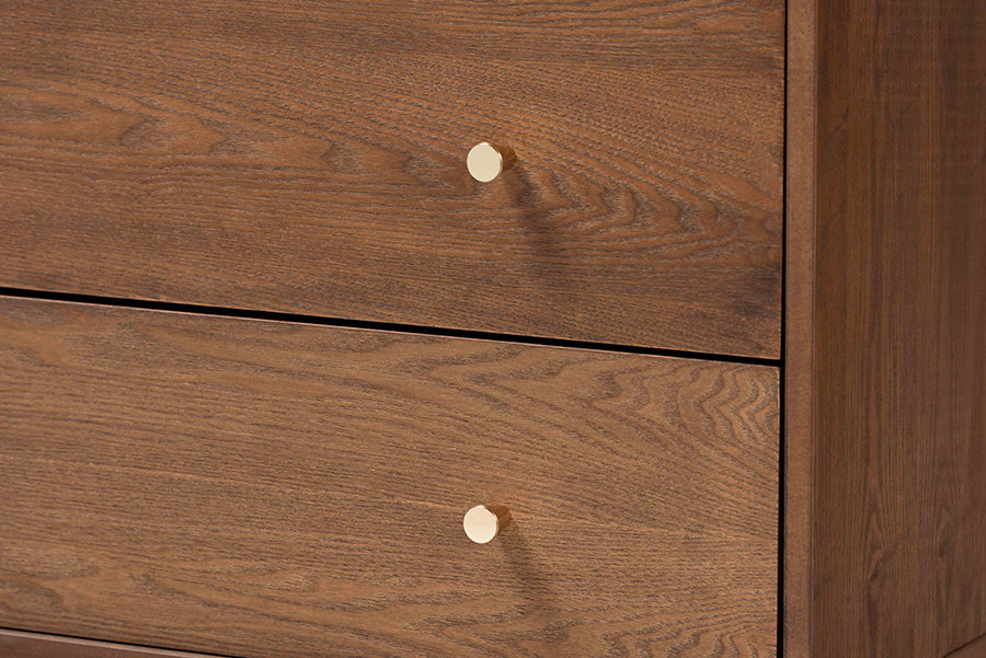 Landis Mid-Century Modern Ash Walnut Finished Wood 4-Drawer Chest