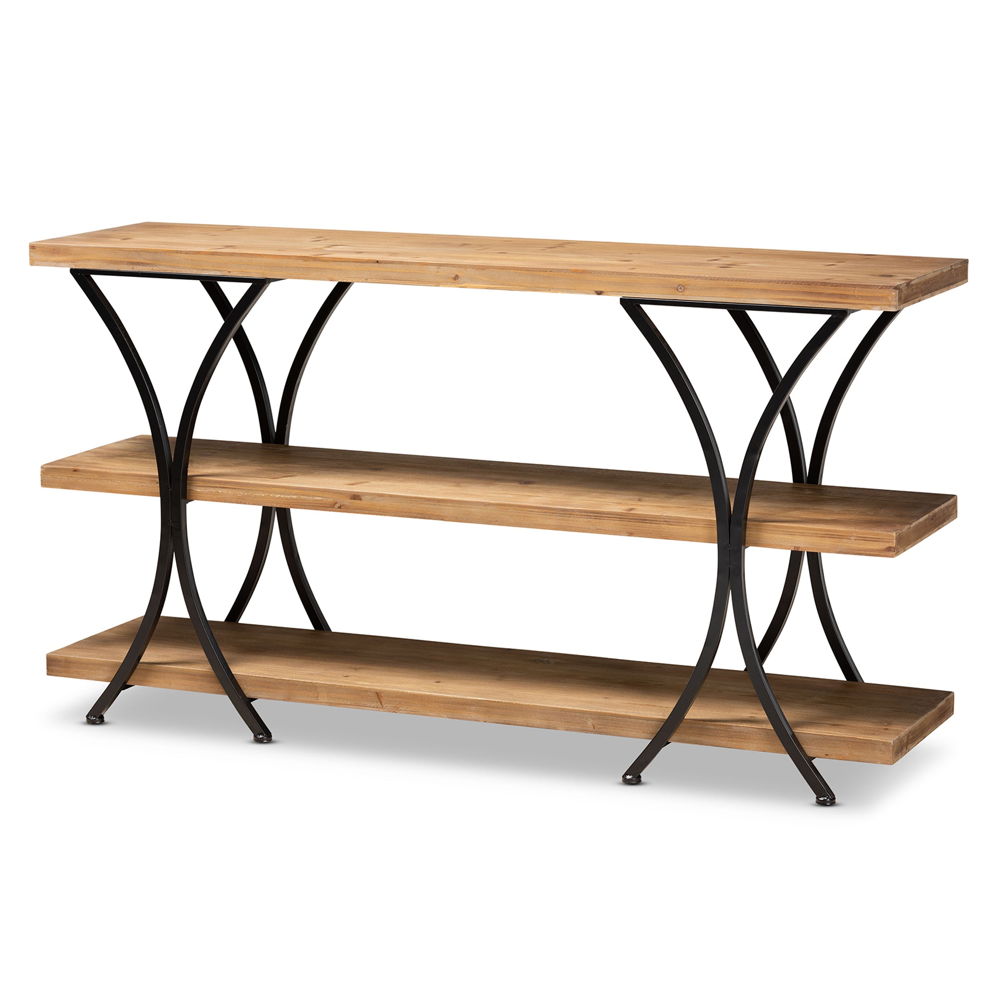 Baxton Studio Terrell Modern Rustic and Industrial Natural Brown Finished Wood and Black Finished Metal Console Table