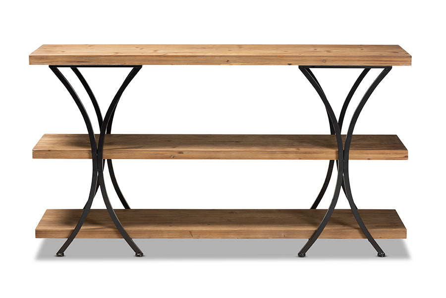Terrell Modern Rustic and Industrial Natural Brown Finished Wood and Black Finished Metal Console Table