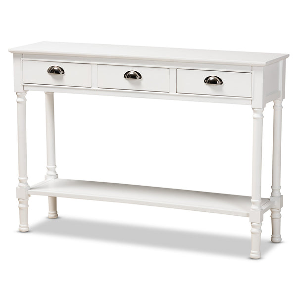 Garvey French Provincial White Finished Wood 3-Drawer Entryway Console Table