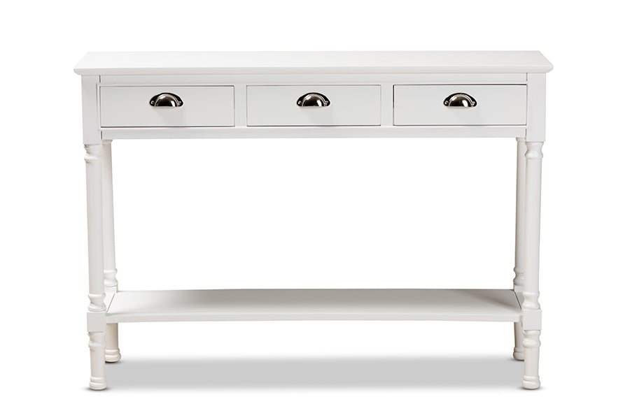 Garvey French Provincial White Finished Wood 3-Drawer Entryway Console Table