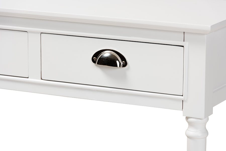 Garvey French Provincial White Finished Wood 3-Drawer Entryway Console Table