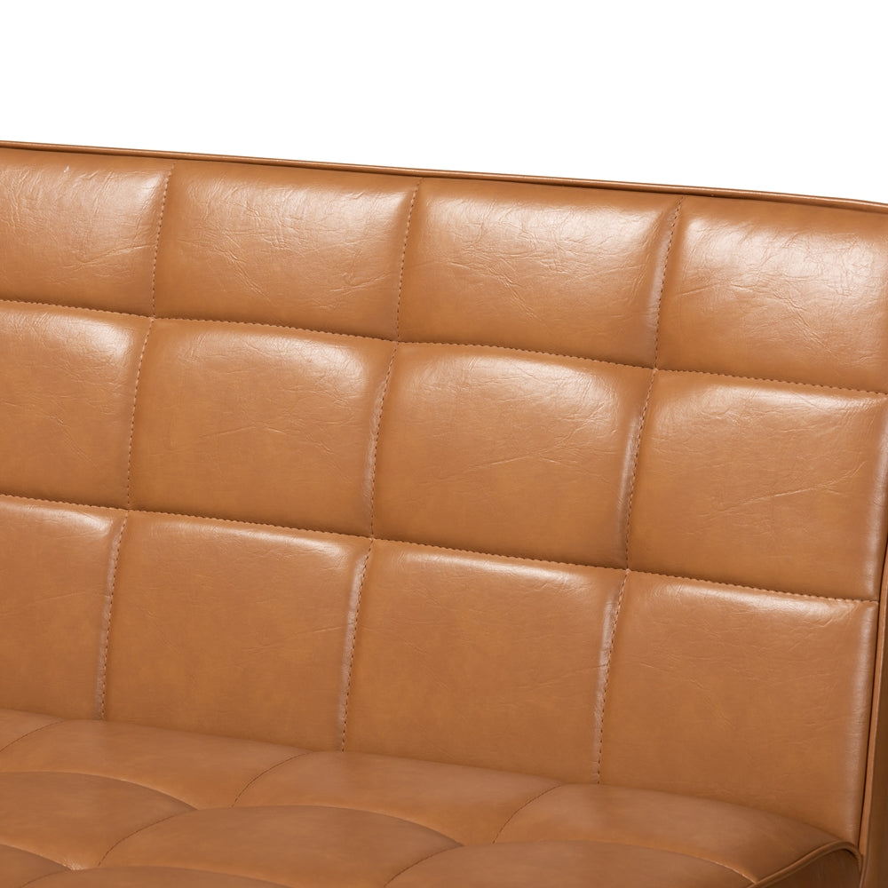 Sanford Mid-Century Modern Tan Faux Leather Upholstered and Walnut Brown Finished Wood 4-Piece Dining Nook Set
