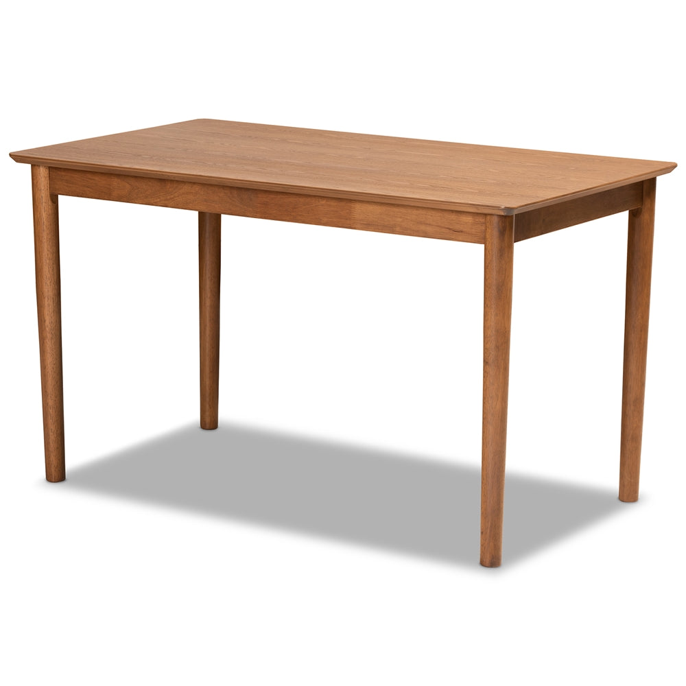 Sanford Mid-Century Modern Tan Faux Leather Upholstered and Walnut Brown Finished Wood 3-Piece Dining Nook Set