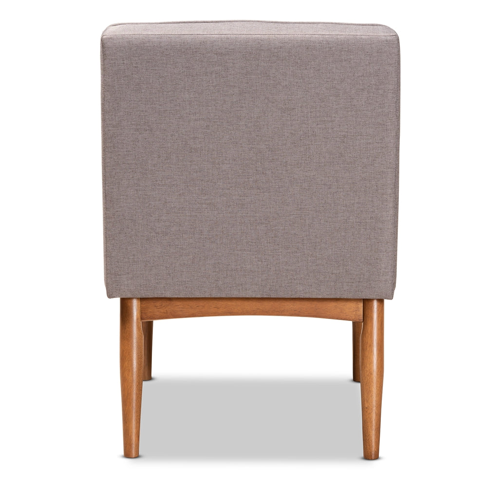 Riordan Mid-Century Modern Grey Fabric Upholstered and Walnut Brown Finished Wood Dining Chair