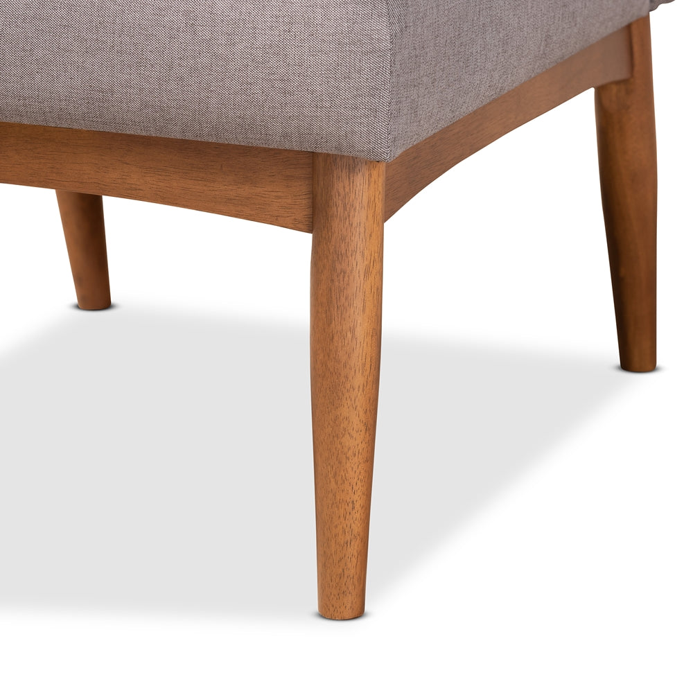 Riordan Mid-Century Modern Grey Fabric Upholstered and Walnut Brown Finished Wood Dining Chair